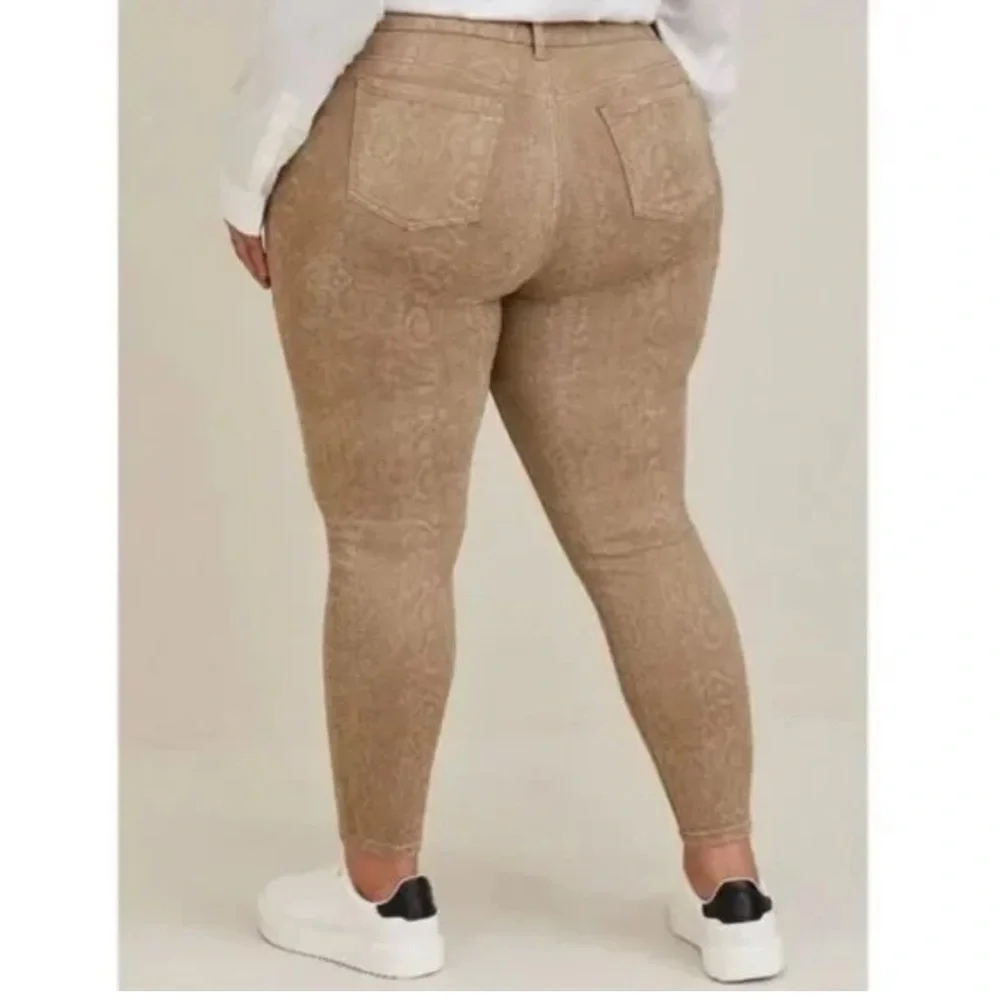 NWT Torrid Snakeskin Jeggings Jeans Leggings Khaki Feel The Fit Super Soft Plus - Picture 7 of 7